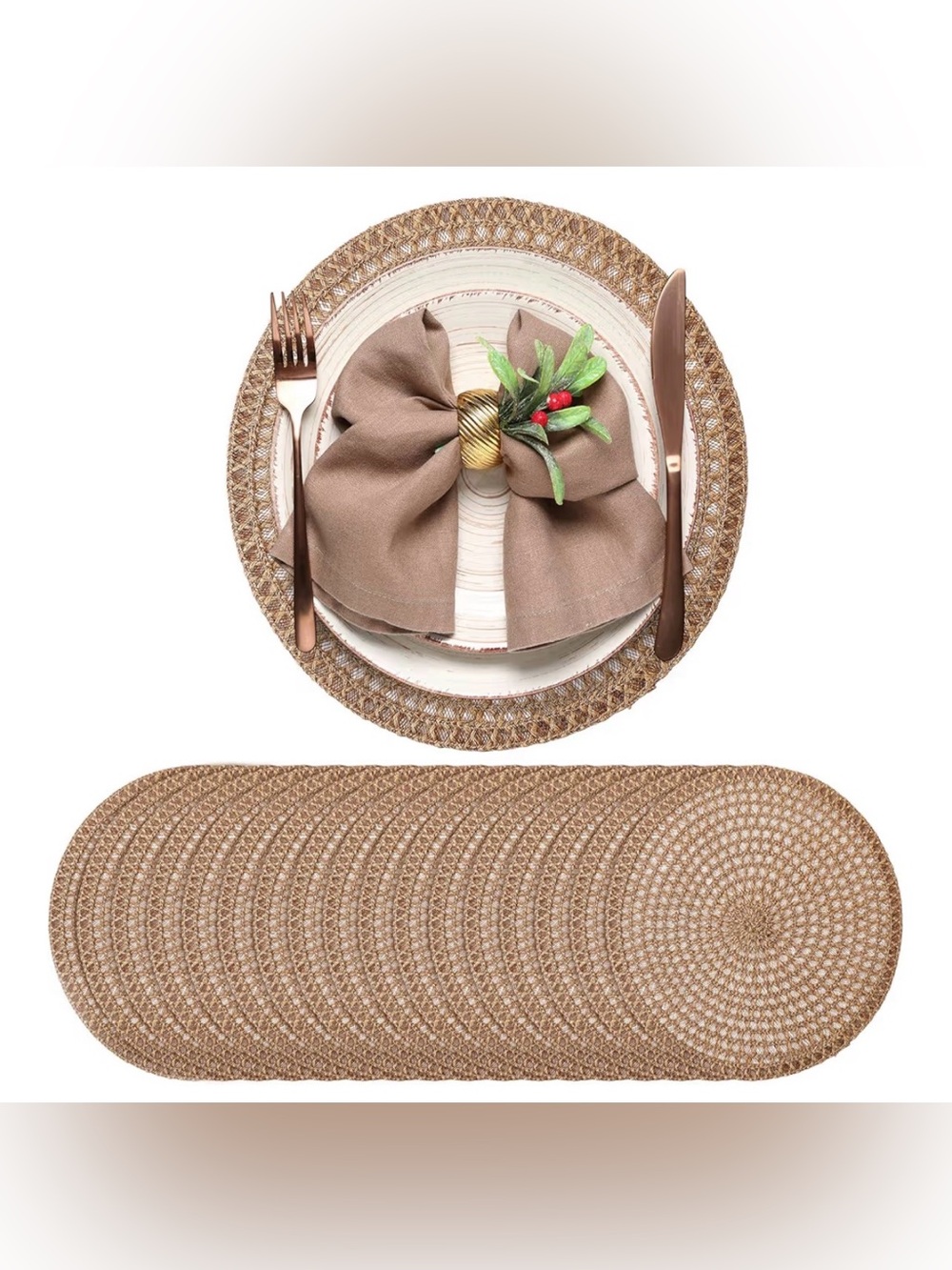 24 Pcs Gandeer 13” Round Burlap Placemats Boho Jute Woven Table Chargers NWT